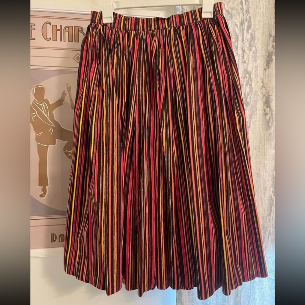 PUG Pinup Couture Jenny skirt in warm cabana stripes size small